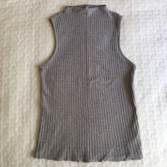 Zara Tops - [SALE] ZARA Gray Ribbed Mock Neck Top